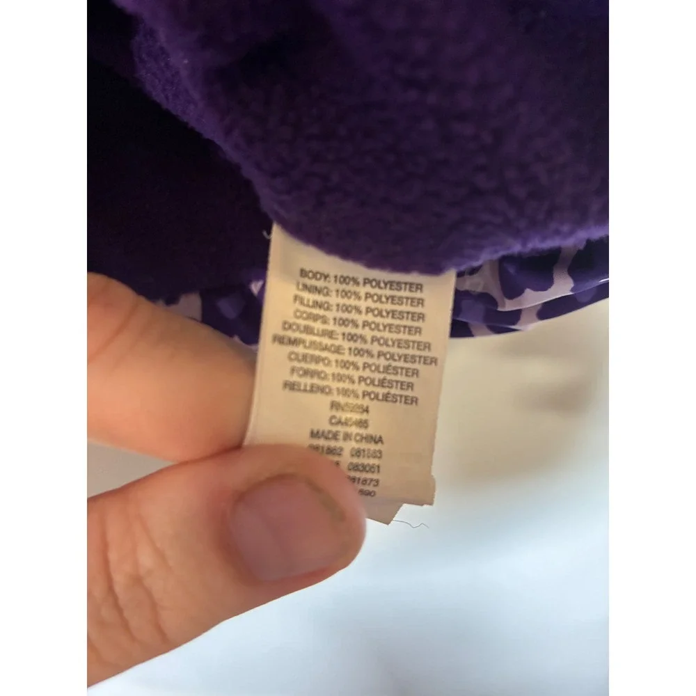 The Children's Place Girls L 10/12 Purple Leopard Print Puffer Vest Fleece